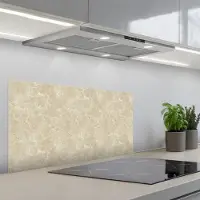 KitchenYeah Spatscherm 80x40 cm - Zelfklevende achterwand Lichtbeige - Marmer print - Diffusie adering - Keuken muurbeschermer - Spatwand fornuis