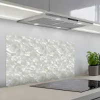 KitchenYeah Spatscherm 100x50 cm - Zelfklevende achterwand Parelmoerglans - Wit - Schelp - Keuken muurbeschermer - Spatwand fornuis