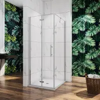 AICA Douchecabine met vouwdeur en vaste zijwand ,NANO EasyClean veiligheidsglas,B:70xD:90x195cm