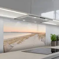 KitchenYeah Spatscherm 120x60 cm - Zelfklevende achterwand Kustlijn - Horizon - Hek - Keuken muurbeschermer - Spatwand fornuis