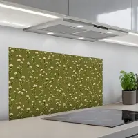 KitchenYeah Spatscherm 100x50 cm - Zelfklevende achterwand Landelijk - Bloemen - Groen - Keuken muurbeschermer - Spatwand fornuis