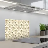 KitchenYeah Spatscherm 60x40 cm - Zelfklevende achterwand Ornament - Barok - Goud - Keuken muurbeschermer - Spatwand fornuis