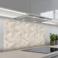 KitchenYeah Spatscherm 120x60 cm - Zelfklevende achterwand Lijnen - Waaier - Beige - Keuken muurbeschermer - Spatwand fornuis