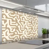 KitchenYeah Spatscherm 120x80 cm - Zelfklevende achterwand Modern - Abstract - Beige - Keuken muurbeschermer - Spatwand fornuis
