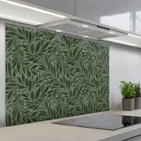 KitchenYeah Spatscherm 120x80 cm - Zelfklevende achterwand Bladeren - Organisch - Groen - Keuken muurbeschermer - Spatwand fornuis