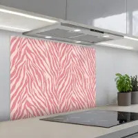 KitchenYeah Spatscherm 90x70 cm - Zelfklevende achterwand Zebra - Print - Roze - Keuken muurbeschermer - Spatwand fornuis