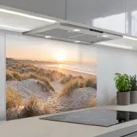 KitchenYeah Spatscherm 80x55 cm - Zelfklevende achterwand Duinen - Strand - Zee - Keuken muurbeschermer - Spatwand fornuis