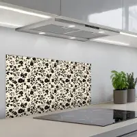 KitchenYeah Spatscherm 80x40 cm - Zelfklevende achterwand Bloemen - Dessin - Zwart - Keuken muurbeschermer - Spatwand fornuis