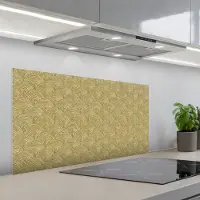 KitchenYeah Spatscherm 100x50 cm - Zelfklevende achterwand Waaier - Geometrisch - Groen - Keuken muurbeschermer - Spatwand fornuis