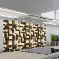 KitchenYeah Spatscherm 120x60 cm - Zelfklevende achterwand Abstract - Retro - Zwart - Keuken muurbeschermer - Spatwand fornuis