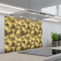 KitchenYeah Spatscherm 80x60 cm - Zelfklevende achterwand Modern - Cirkel - Goud - Keuken muurbeschermer - Spatwand fornuis
