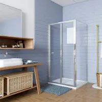 AICA Douchecabine 80x70x185cm Vouw-/schuifdeur+één zijpaneel 5mm veiligheidsglas-gepolijst chroom frame