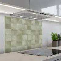 KitchenYeah Spatscherm 80x60 cm - Zelfklevende achterwand Vlakken - Rustiek - Groen - Keuken muurbeschermer - Spatwand fornuis