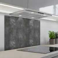 KitchenYeah Spatscherm 80x60 cm - Zelfklevende achterwand Donkergrijs - Ruw - Beton print - Keuken muurbeschermer - Spatwand fornuis