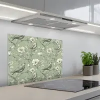 KitchenYeah Spatscherm 70x55 cm - Zelfklevende achterwand Klassiek - Botanisch - Groen - Keuken muurbeschermer - Spatwand fornuis