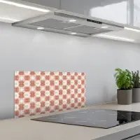 KitchenYeah Spatscherm 70x30 cm - Zelfklevende achterwand Retro - Klassiek - Roze - Keuken muurbeschermer - Spatwand fornuis