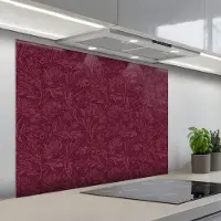 KitchenYeah Spatscherm 100x75 cm - Zelfklevende achterwand Bladeren - Patroon - Paars - Keuken muurbeschermer - Spatwand fornuis