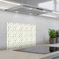KitchenYeah Spatscherm 60x45 cm - Zelfklevende achterwand Abstract - Structuur - Grijs - Wit - Keuken muurbeschermer - Spatwand fornuis
