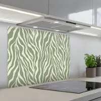 KitchenYeah Spatscherm 80x60 cm - Zelfklevende achterwand Zebra - Motief - Groen - Keuken muurbeschermer - Spatwand fornuis