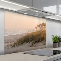 KitchenYeah Spatscherm 100x75 cm - Zelfklevende achterwand Duinlandschap - Zonsondergang - Strand - Keuken muurbeschermer - Spatwand fornuis