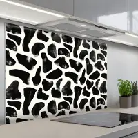 KitchenYeah Spatscherm 120x80 cm - Zelfklevende achterwand Dierenpatroon - Vlekken - Zwart - Wit - Keuken muurbeschermer - Spatwand fornuis