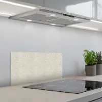 KitchenYeah Spatscherm 70x30 cm - Zelfklevende achterwand Linnen - Textuur - Beige - Keuken muurbeschermer - Spatwand fornuis