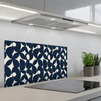 KitchenYeah Spatscherm 80x40 cm - Zelfklevende achterwand Modern - Geometrisch - Blauw - Keuken muurbeschermer - Spatwand fornuis