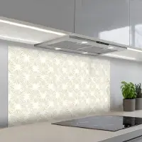 KitchenYeah Spatscherm 120x60 cm - Zelfklevende achterwand Abstract - Motief - Beige - Keuken muurbeschermer - Spatwand fornuis