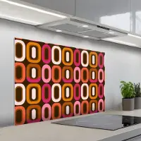 KitchenYeah Spatscherm 100x65 cm - Zelfklevende achterwand Modern - Retro - Kleurrijk - Keuken muurbeschermer - Spatwand fornuis