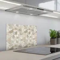 KitchenYeah Spatscherm 60x40 cm - Zelfklevende achterwand Mozaïek - Stenen - Beige - Keuken muurbeschermer - Spatwand fornuis