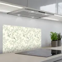 KitchenYeah Spatscherm 80x40 cm - Zelfklevende achterwand Klassiek - Vogels - Groen - Keuken muurbeschermer - Spatwand fornuis