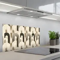KitchenYeah Spatscherm 80x40 cm - Zelfklevende achterwand Abstract - Patroon - Bogen - Keuken muurbeschermer - Spatwand fornuis