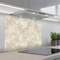 KitchenYeah Spatscherm 90x70 cm - Zelfklevende achterwand Beige - Reliëfstructuur - Natuursteen - Keuken muurbeschermer - Spatwand fornuis
