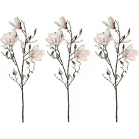 Mica Decorations Kunstbloemen Magnolia takken - 3x - 90 cm - creme wit/roze - Kunst zijde - Boeket - stelen - siertakken