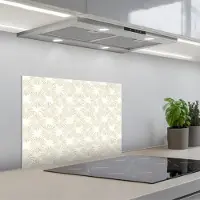 KitchenYeah Spatscherm 60x45 cm - Zelfklevende achterwand Abstract - Motief - Beige - Keuken muurbeschermer - Spatwand fornuis