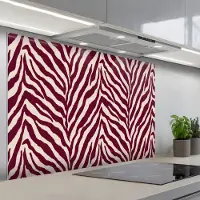 KitchenYeah Spatscherm 120x80 cm - Zelfklevende achterwand Zebra - Motief - Bordeaux - Rood - Keuken muurbeschermer - Spatwand fornuis