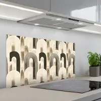 KitchenYeah Spatscherm 100x50 cm - Zelfklevende achterwand Abstract - Patroon - Bogen - Keuken muurbeschermer - Spatwand fornuis