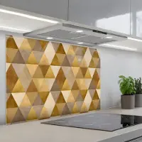 KitchenYeah Spatscherm 80x55 cm - Zelfklevende achterwand Geometrisch - Driehoek - Goud - Keuken muurbeschermer - Spatwand fornuis