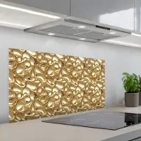 KitchenYeah Spatscherm 100x50 cm - Zelfklevende achterwand Abstract - Modern - Goud - Keuken muurbeschermer - Spatwand fornuis