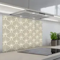 KitchenYeah Spatscherm 90x60 cm - Zelfklevende achterwand Paneel - Ginkgo - Zand - Keuken muurbeschermer - Spatwand fornuis