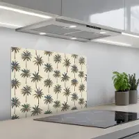 KitchenYeah Spatscherm 70x50 cm - Zelfklevende achterwand Palmbomen - Tropisch - Groen - Keuken muurbeschermer - Spatwand fornuis