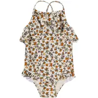 Salted Stories badpak met ruches ecru Meisjes Polyester All over print - maat 134/140