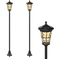 Outsunny buitenlamppaal - ABS, roestvrij staal - 23,5 x 23,5 x 186 cm - zwart