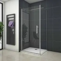 AICA Douchecabine 76x90x185 cm,draaideur+zijwand , 6mm NANO EasyClean veiligheidsglas,chroom,90cm Stabilisatiestang