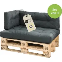 Bodyprotect palletkussen set - 3-delige set palletkussen rug en zit - palletkussens buiten & binnen - zitkussen 120x80, rugkussen 120x40 & armleuning 60x40 - hoogte 12 cm - Made in EU - donkergrijs