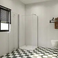 AICA B:76xD:100xH:195cm Douchecabine, draaideur + zijpanelen 6mm NANO EasyClean veiligheidsglas, Stabilisatiestang: 90cm, profiel van glanzend chroom.