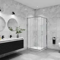 AICA Douchecabine 90x100x195cm,2schuifdeuren, NANO EasyClean veiligheidsglas,195cmhoog