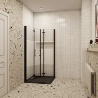 AICA 90x80x195cm douchecabine 6mm NANO veiligheidsglas draaideur met matte folie middelban