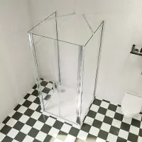 AICA Douchecabine B:90xD:100xH:195cm,twee zijwaden, 6 mm transparant, gemakkelijk te reinigen gehard glas, stabilisatiestang 70-120 cm (verstelbaar), profiel van glanzend chroom.