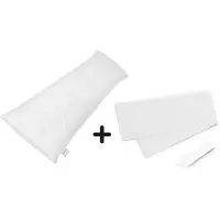 Meisterhome • Set van voedingskussen 145 x 40 & (2x) hoes • Wit • Zwangerschapskussen Zijslaapkussen Voedingskussen Lichaamskussen Body Pillow